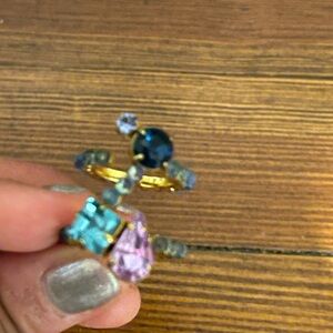 J. Crew x Nails By Mei Stacked Glass Crystal Ring - Placid Sky - Size 7